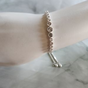 Cubic Zirconia Silver Drawstring Bridal Bracelet